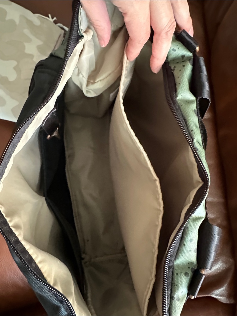 Petunia Pickle Bottom Pivot Olive Green and Black Splatter Backpack - Picture 4 of 7